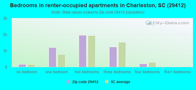 Bedrooms in renter-occupied apartments in Charleston, SC (29412) 