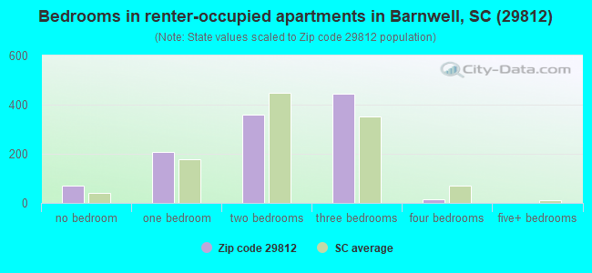 Bedrooms in renter-occupied apartments in Barnwell, SC (29812) 