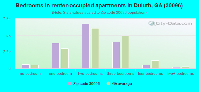 Bedrooms in renter-occupied apartments in Duluth, GA (30096) 