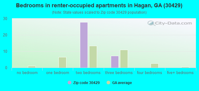 Bedrooms in renter-occupied apartments in Hagan, GA (30429) 