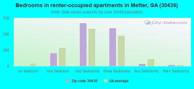 Bedrooms in renter-occupied apartments in Metter, GA (30439) 