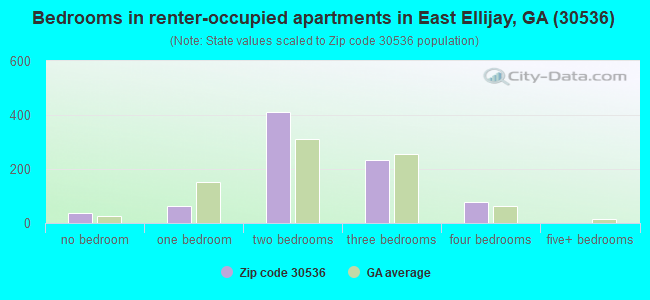 Bedrooms in renter-occupied apartments in East Ellijay, GA (30536) 