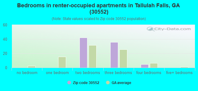 Bedrooms in renter-occupied apartments in Tallulah Falls, GA (30552) 