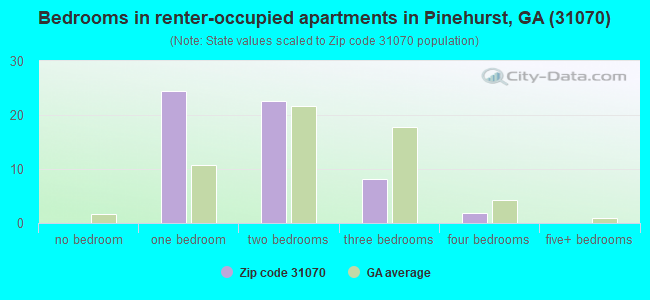 Bedrooms in renter-occupied apartments in Pinehurst, GA (31070) 