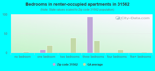 Bedrooms in renter-occupied apartments in 31562 