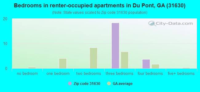 Bedrooms in renter-occupied apartments in Du Pont, GA (31630) 