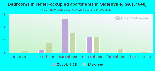 Bedrooms in renter-occupied apartments in Statenville, GA (31648) 