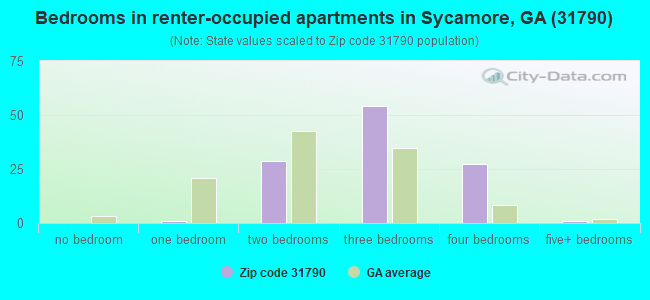 Bedrooms in renter-occupied apartments in Sycamore, GA (31790) 