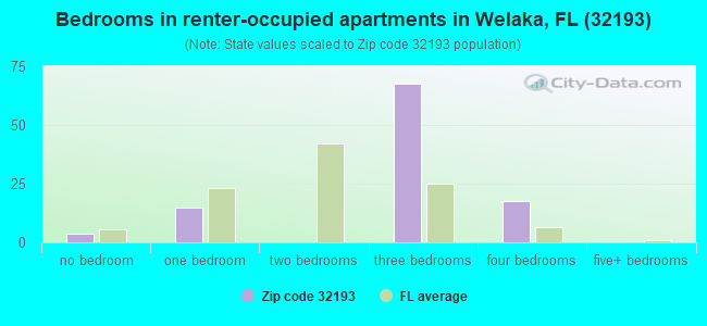 Bedrooms in renter-occupied apartments in Welaka, FL (32193) 