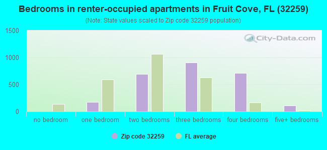 Bedrooms in renter-occupied apartments in Fruit Cove, FL (32259) 