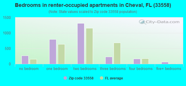 Bedrooms in renter-occupied apartments in Cheval, FL (33558) 