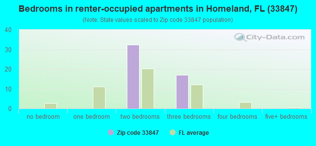 Bedrooms in renter-occupied apartments in Homeland, FL (33847) 