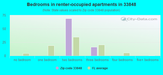 Bedrooms in renter-occupied apartments in 33848 