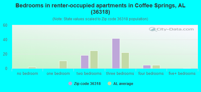 Bedrooms in renter-occupied apartments in Coffee Springs, AL (36318) 