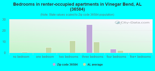 Bedrooms in renter-occupied apartments in Vinegar Bend, AL (36584) 