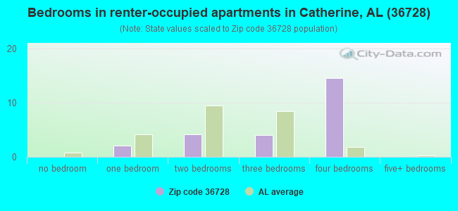 Bedrooms in renter-occupied apartments in Catherine, AL (36728) 