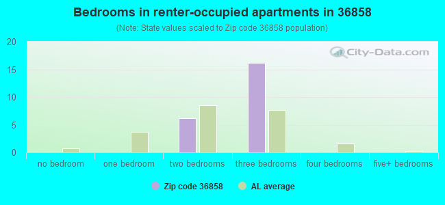 Bedrooms in renter-occupied apartments in 36858 