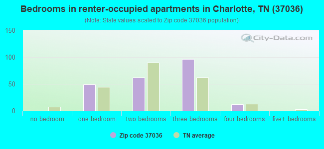 Bedrooms in renter-occupied apartments in Charlotte, TN (37036) 