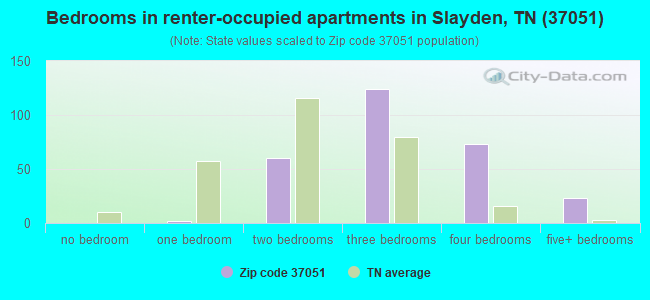 Bedrooms in renter-occupied apartments in Slayden, TN (37051) 