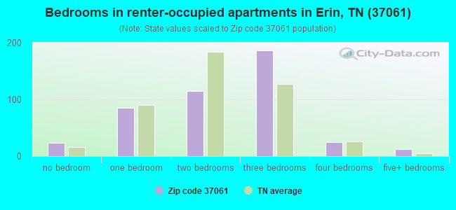 Bedrooms in renter-occupied apartments in Erin, TN (37061) 