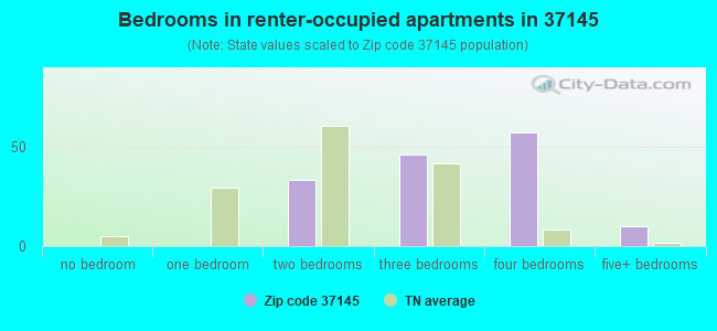 Bedrooms in renter-occupied apartments in 37145 