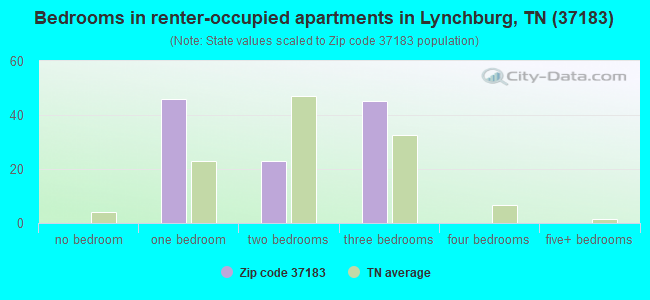 Bedrooms in renter-occupied apartments in Lynchburg, TN (37183) 