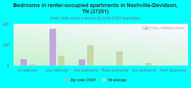 Bedrooms in renter-occupied apartments in Nashville-Davidson, TN (37201) 