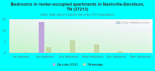 Bedrooms in renter-occupied apartments in Nashville-Davidson, TN (37213) 