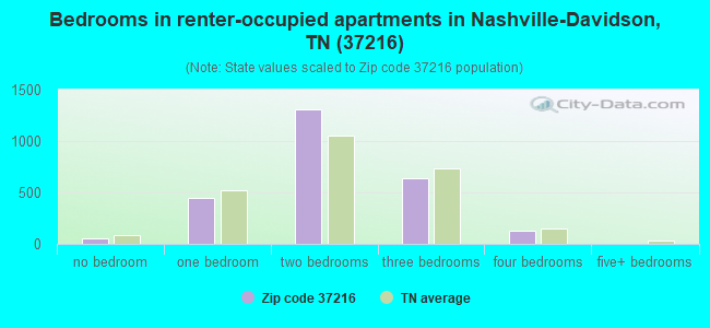 Bedrooms in renter-occupied apartments in Nashville-Davidson, TN (37216) 