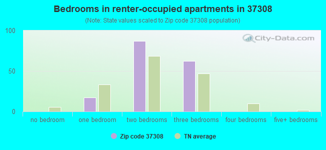Bedrooms in renter-occupied apartments in 37308 