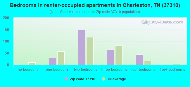Bedrooms in renter-occupied apartments in Charleston, TN (37310) 