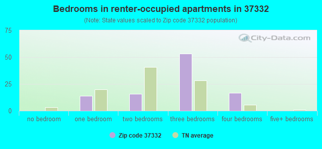 Bedrooms in renter-occupied apartments in 37332 