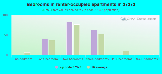 Bedrooms in renter-occupied apartments in 37373 