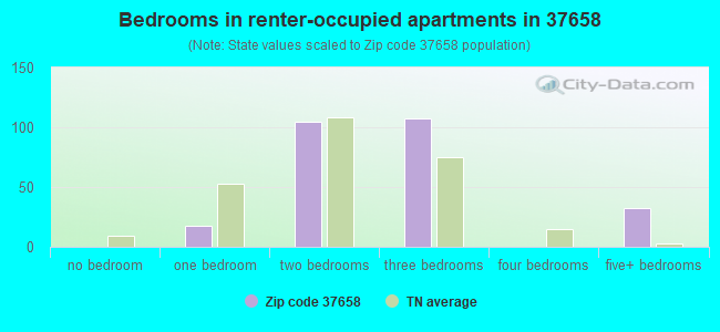 Bedrooms in renter-occupied apartments in 37658 