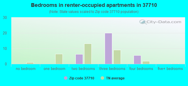 Bedrooms in renter-occupied apartments in 37710 