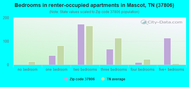 Bedrooms in renter-occupied apartments in Mascot, TN (37806) 