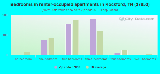 Bedrooms in renter-occupied apartments in Rockford, TN (37853) 