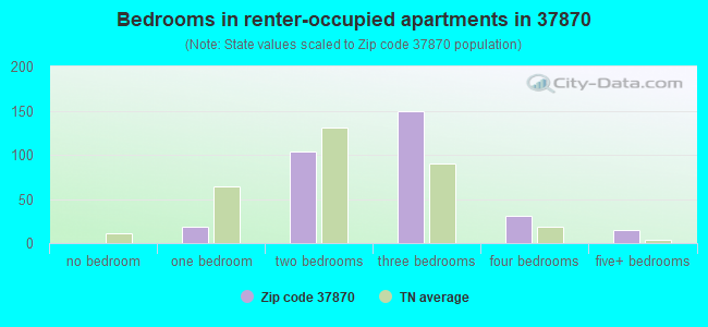 Bedrooms in renter-occupied apartments in 37870 