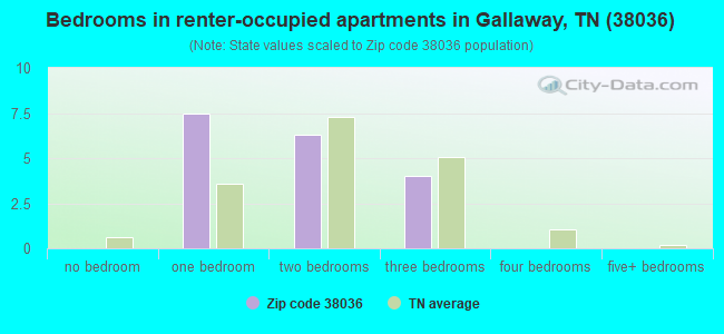 Bedrooms in renter-occupied apartments in Gallaway, TN (38036) 