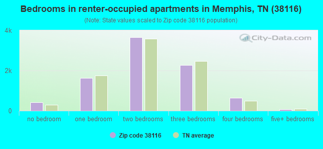 Bedrooms in renter-occupied apartments in Memphis, TN (38116) 