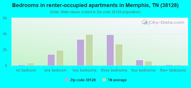 Bedrooms in renter-occupied apartments in Memphis, TN (38128) 