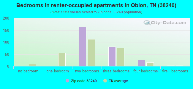 Bedrooms in renter-occupied apartments in Obion, TN (38240) 