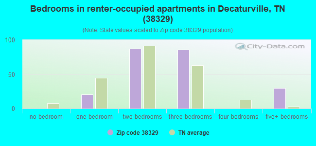 Bedrooms in renter-occupied apartments in Decaturville, TN (38329) 