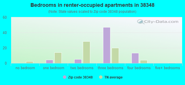 Bedrooms in renter-occupied apartments in 38348 