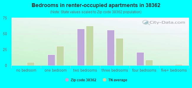 Bedrooms in renter-occupied apartments in 38362 