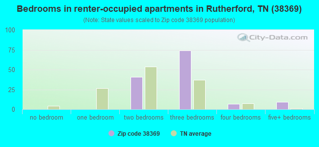 Bedrooms in renter-occupied apartments in Rutherford, TN (38369) 