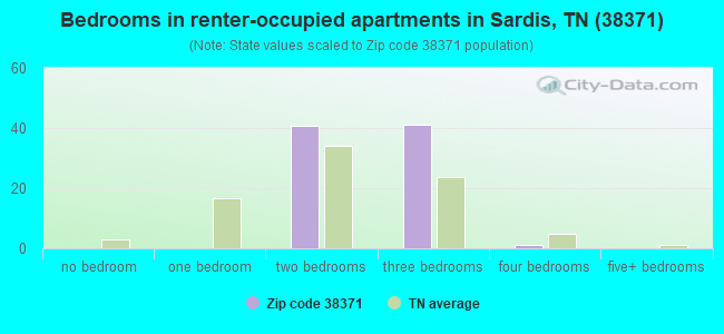 Bedrooms in renter-occupied apartments in Sardis, TN (38371) 