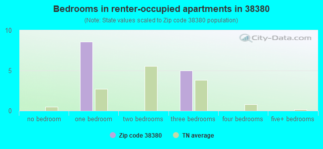 Bedrooms in renter-occupied apartments in 38380 