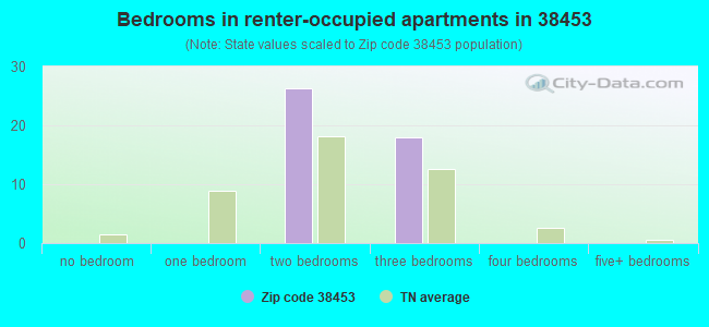 Bedrooms in renter-occupied apartments in 38453 