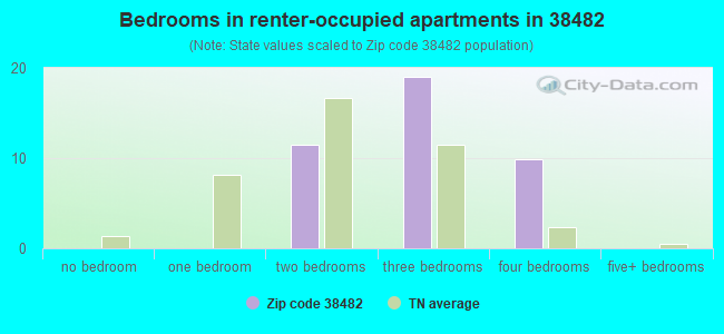 Bedrooms in renter-occupied apartments in 38482 